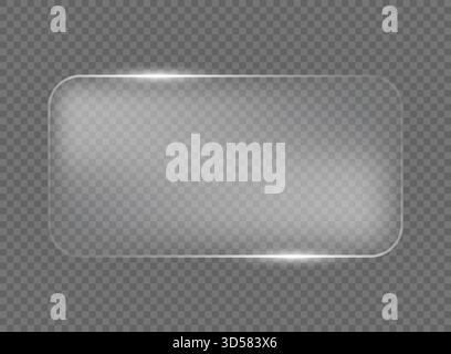 Liquid glass vector frame in glassmorphism style. Rectangular glass vector illustration on isolated background. Transparent mirror frame sign business Stock Vector
