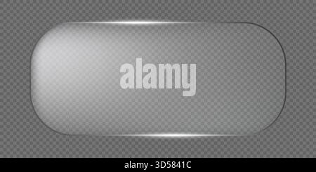 Liquid glass vector frame in glassmorphism style. Rectangular glass vector illustration on isolated background. Transparent mirror frame sign business Stock Vector