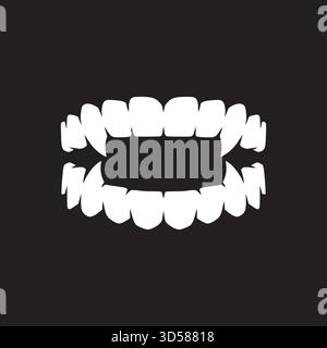 Vampire fangs teeth concept. Devil teeth design illustration, vector. Stock Vector