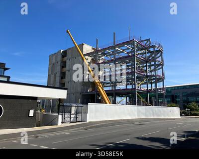 British Channel Isles. Guernsey. Admiral Park. Plaza House Office building under construction. Stock Photo