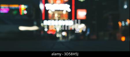 Banner of street lights at night. Colorful city lights at night neon glow night photography Stock Photo