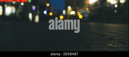 Banner of street lights at night. Colorful city lights at night neon glow night photography Stock Photo