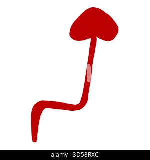 Vector - A stylized, abstract red arrow shape with a curved stem, isolated on a white background, representing direction or motion. Stock Vector