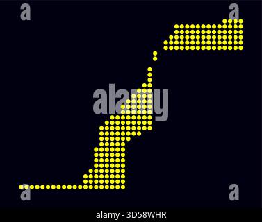 A digital-style dotted map of Western Sahara, featuring the country's shape formed by large, colored circle dots on a dark background. Stock Vector