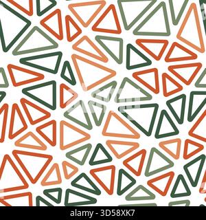 Triangles pattern geometric design. Medium triangles size. Multiple colors style. Rounded triangles outlined. Repeatable pattern. Autumn Foliage. Stock Vector