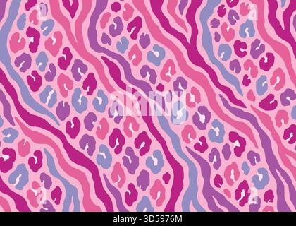 Pink Abstract hybrid animal skin pattern design. Animal print vector illustration background. Wildlife fur skin design illustration for web, home deco Stock Vector