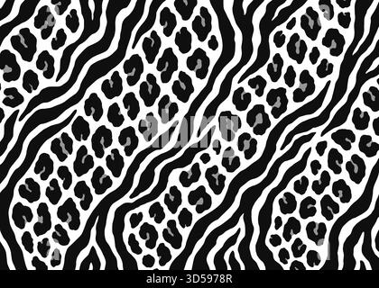 Abstract hybrid animal skin pattern design. Animal print vector illustration background. Wildlife fur skin design illustration for web, home decor, fa Stock Vector