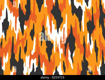 Orange camouflage pattern background. Vector illustration art backdrop Stock Vector