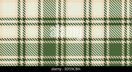 Classic houndstooth tartan plaid in forest green and cream tones. Traditional check textile with textured diagonal weave. Stock Vector