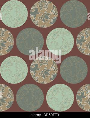 Dot lotus floral handmade seamless pattern, polka Abstract artistic, floral, maximalism. Stock Vector