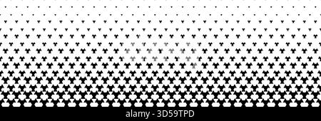 horizontal halftone of black triangle and hexagon design on white for pattern and background. Stock Vector