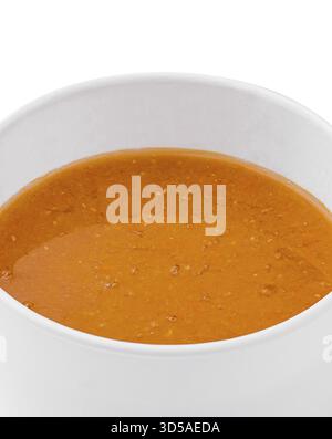 Food, Pumpkin cream soup isolated on white Stock Photo