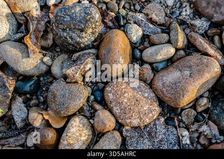 River rocks beside the Boise River Idaho Stock Photo