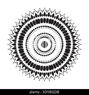 Abstract circular design with dots and rounded shapes on white background Stock Vector