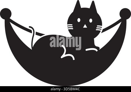 Simple Christmas Cat Hammock Holiday Pet Bed Art Illustration Template Download. Stock Vector