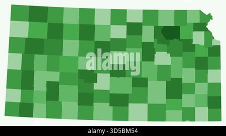 Kansas, KS - detailed political map of US state. Administrative map ...