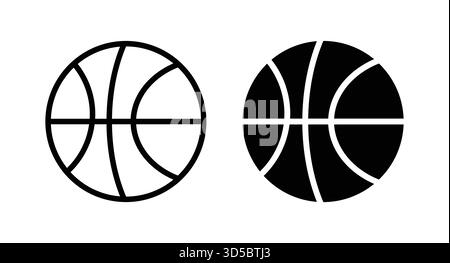 Two minimalist basketball symbols displayed in black and white, ideal for graphic design projects, sports-related themes, and branding purposes. Stock Vector