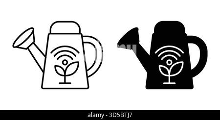A sleek icon of a smart watering can symbolizing innovation in gardening practices. Perfect for promoting modern gardening technology! Stock Vector