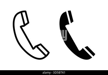 This image features black and white handset icons symbolizing communication methods. Suitable for use in articles, websites, or designs related to tec Stock Vector