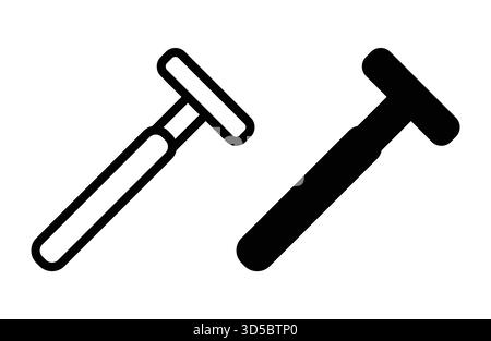 This image features two distinct styles of razors in black and white, highlighting both vintage and modern designs for shaving and grooming. Stock Vector