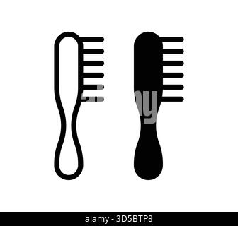 This image features black and white icons of hair combs, suitable for various design projects. Ideal for beauty, grooming, and salon-related themes. Stock Vector