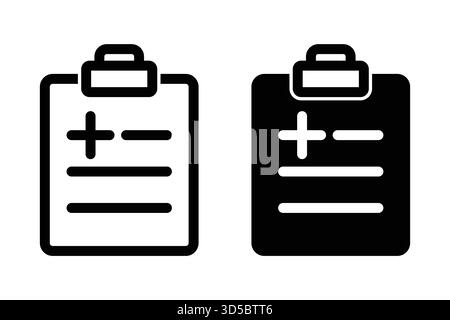 Two clipboards in black and white display checkboxes and text fields, perfect for representing medical forms, administrative tasks, or planning docume Stock Vector