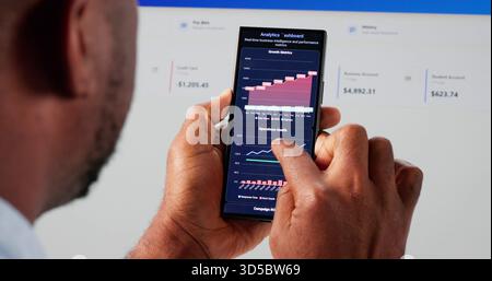 Financial Analyst Uses Trade Analytics Dashboard To Predict Market Performance. Stock Photo