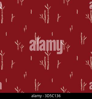 Minimal winter branches seamless pattern in elegant contrast colors for holiday wrapping paper textile design stationery and seasonal branding Stock Vector