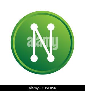 Letter N icon. Alphabet initial symbol. Green vector letter. Navigation logo concept. EPS 10. Stock Vector