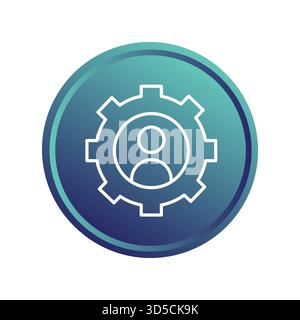 User setting icon. Profile gear management. Account control Vector. Blue purple gradient. EPS 10. Stock Vector