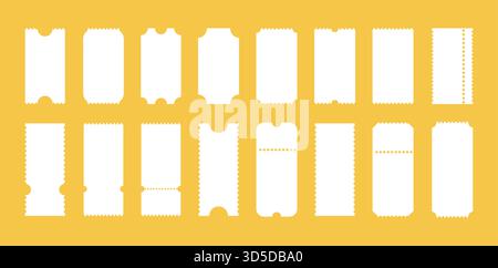 Admit one tickets mockups. Boarding blanks, lottery, sale minimalist coupons icons. Ticket pattern for cinema, circus, theater, festival, casino, club Stock Vector