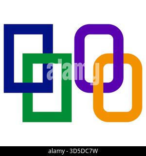 Interlocking square frames. Colorful geometric shapes. Abstract connection Vector. Corporate unity symbol. EPS 10. Stock Vector