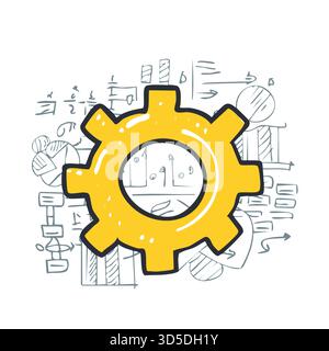 Math formulas and gear – Education, science, technology, engineering Stock Vector