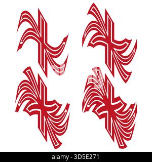 Abstract waving ribbons. Dynamic red shapes. Motion lines Vector. White background element. EPS 10. Stock Vector