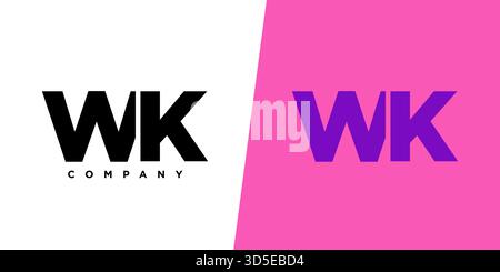 Trendy letter W and K, WK logo design template. Minimal monogram initial based logotype for company identity. Stock Vector