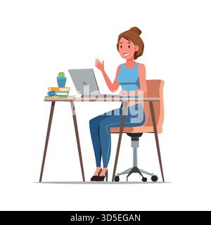 Person using computer – Office, workspace, technology, online work Stock Vector
