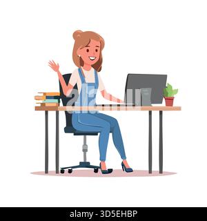 Person using computer – Office, workspace, technology, online work Stock Vector