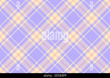 Pastel textile plaid seamless, revival pattern fabric check. Vertical background texture vector tartan in light and indigo colors palette. Stock Vector