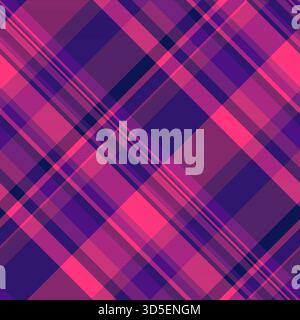 Vibrant tartan pattern featuring intersecting lines in shades of pink, purple, and navy. Evokes tradition and style, suitable for backgrounds, textile Stock Vector