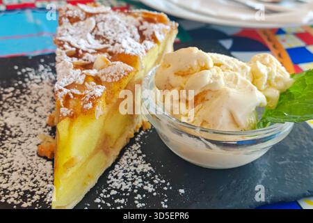 Apple pie dessert with icecream Stock Photo