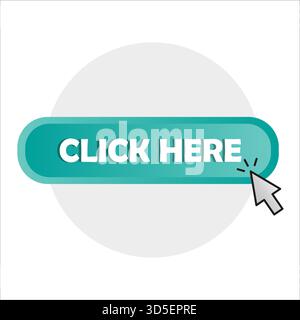 Click here button. Blue gradient Vector. Website call action. Cursor pointer symbol. Stock Vector