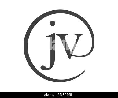 JV logo from two letter with circle shape email sign style. J and V round logotype of business company for brand identity. Stock Vector