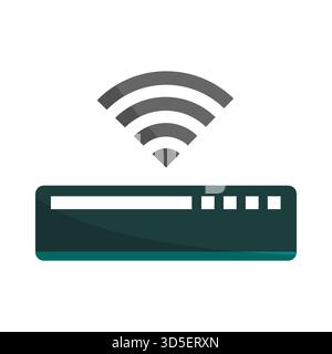 Router device equipment. Wi Fi signal symbol. Network data Vector. Wireless connection hardware. Stock Vector