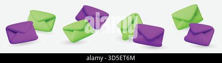 Soft, 3D message icons in pink and red tones. Perfect for website, social media, and mobile interfaces. Stock Vector