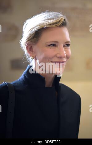 Vatican City, Vatican. 15th Nov, 2025. VATICAN CITY, VATICAN - NOVEMBER 15: Cate Blanchett leaves the Clementine Hall at the end of a Papal Audience of Pope Leo XIV with the Film Industry at the Apostolic Palace on November 15, 2025 in Vatican City, Vatican. Credit: dpa/Alamy Live News Stock Photo