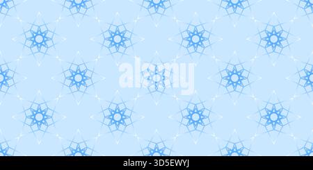 Blue geometric background of stars. Winter magic seamless pattern of snowflakes. Magical melting geometric stars. Complex background in light blue gra Stock Vector