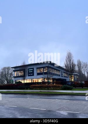 Exterior view of a modern commercial building in Hull, England, photographed in early evening light. Stock Photo