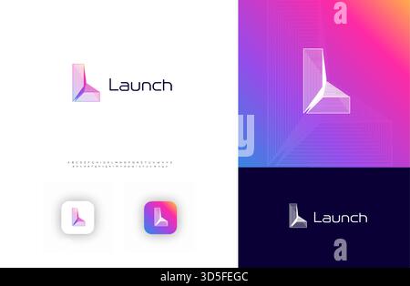 Architect Logo 3D Line Logotype Engineering Technology, Architectural Monogram, Abstract Letter L for Business Company Branding. Construction Stock Vector