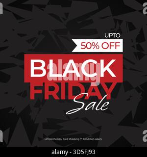 Black friday sale banner vector modern design for website and mobile website development, marketing material and advertisement, social media ads Stock Vector