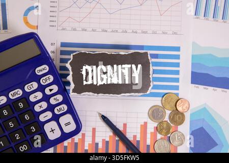 Dignity text written with a typewriter. Stock Photo